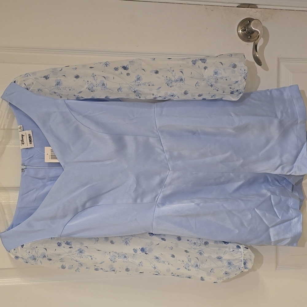 Disney Light Blue Romper with Floral Sleeves - Picture 1 of 5